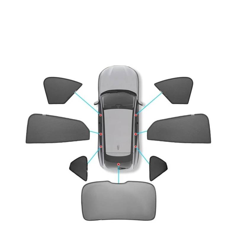 Sonnenblende Für Ford Für Mustang Für Mach-E 2021-2022 Auto-Sonnenschutz Auto-Innenfenster Schiebedach Sonnenschutznetz Automodifikation Autofenster Sonnenschutz(7pcs Windows) von KUVIEZ