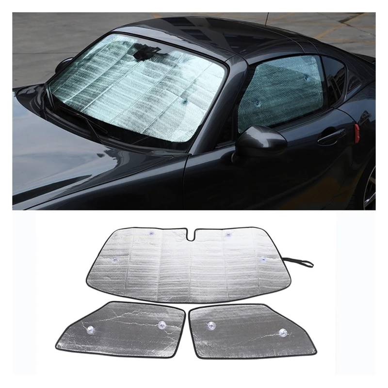 Sonnenblende Für Mazda Für MX-5 2016-2023 Auto-Vollschutz-Sonnenschutz Anti-UV-Schutz Fenster-Sonnenschutz-Visier Windschutzscheiben-Sonnenschutz Autozubehör Autofenster Sonnenschutz(Full window shade von KUVIEZ