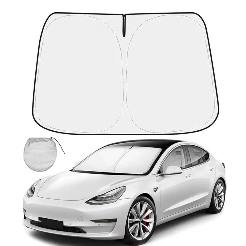 Sonnenblende Für Tesla Für Modell Y Für Modell 3 Highland 2017-2024 Sonnenschutz Eistuchschnalle Sonnenschutzglas Vorne Hinten Schiebedach Dachfenster Zubehör Autofenster Sonnenschutz(Windshield 3 Y) von KUVIEZ
