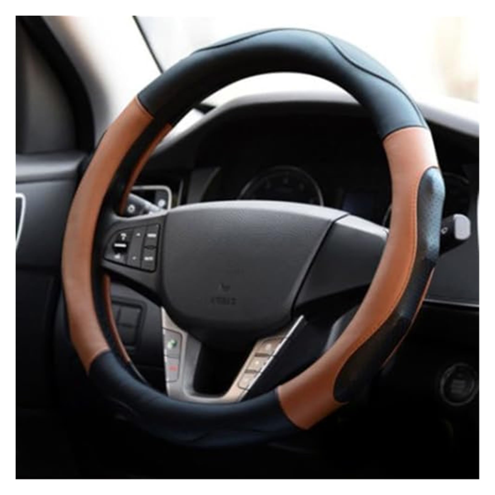 Für Benz EQA EQB 300/ EQA EQB 350 SUV Sport-Elastikband-Schutzabdeckung Schwarzer Stil Auto-Lenkradabdeckung Lenkradbezug(Brown Black Style) von KVGAEANDNK