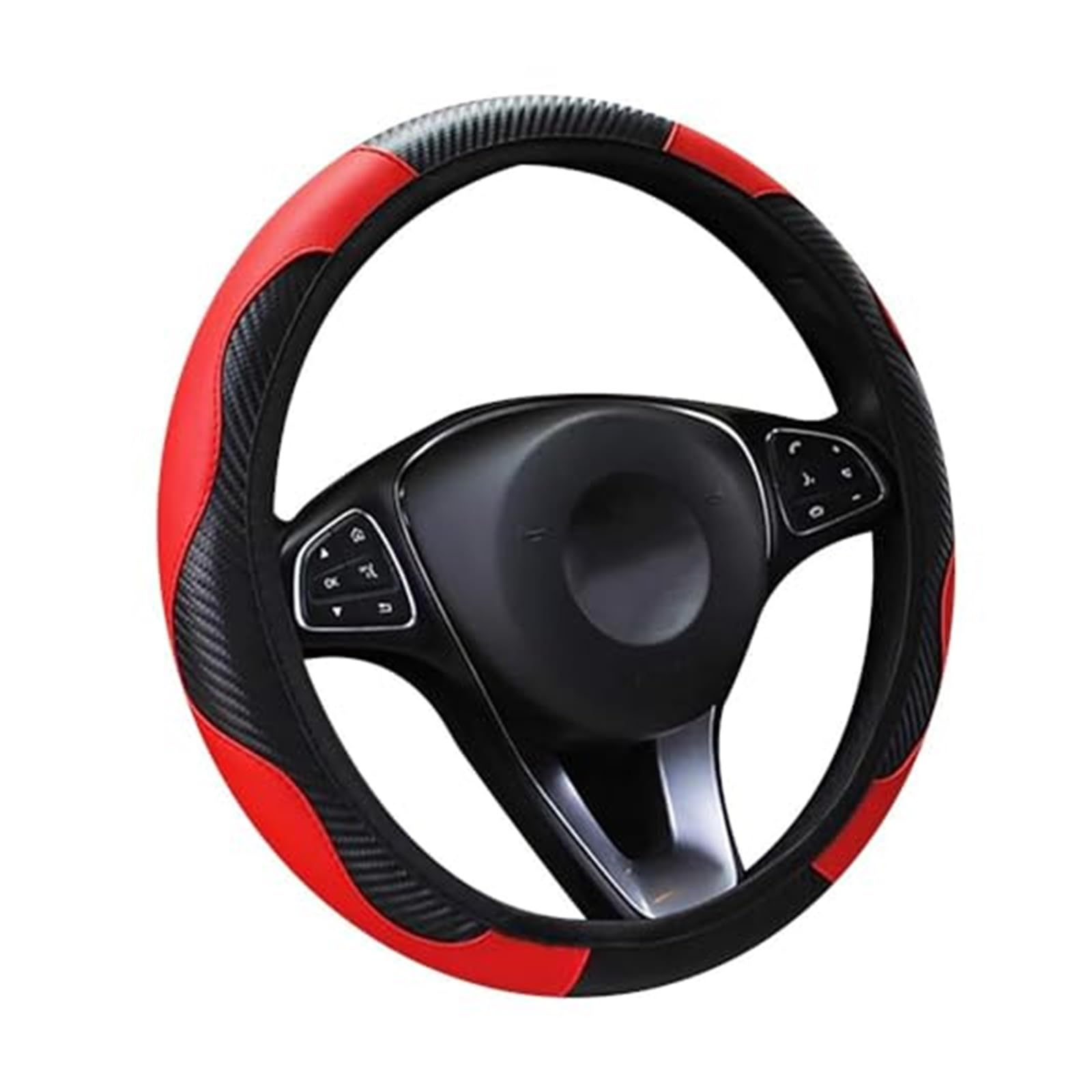Für Captur 2020 2021 2022 2023 2024 Mikrofaser Lenkrad Abdeckung Anti-Slip Atmungsaktive Auto Lenkrad Abdeckung Leder Lenkradbezug(‎B Red) von KVGAEANDNK