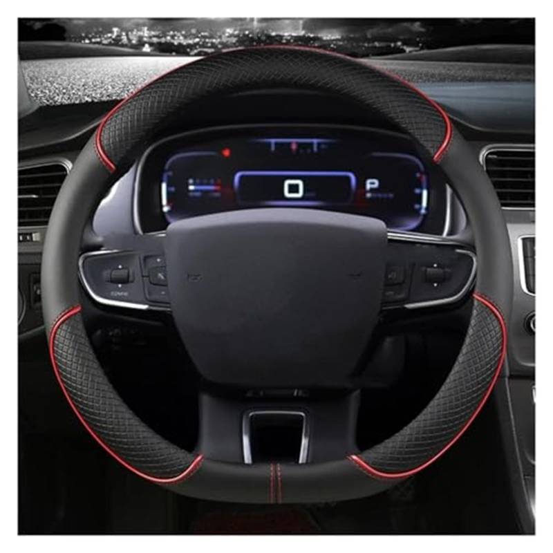 Für Citroen Für Berlingo 2018 2019 2020 2021 2022 D Form Lenkrad Abdeckung PU Leder rutschfeste Lenkung Abdeckung Rad Lenkradbezug(D Shape Red) von KVGAEANDNK