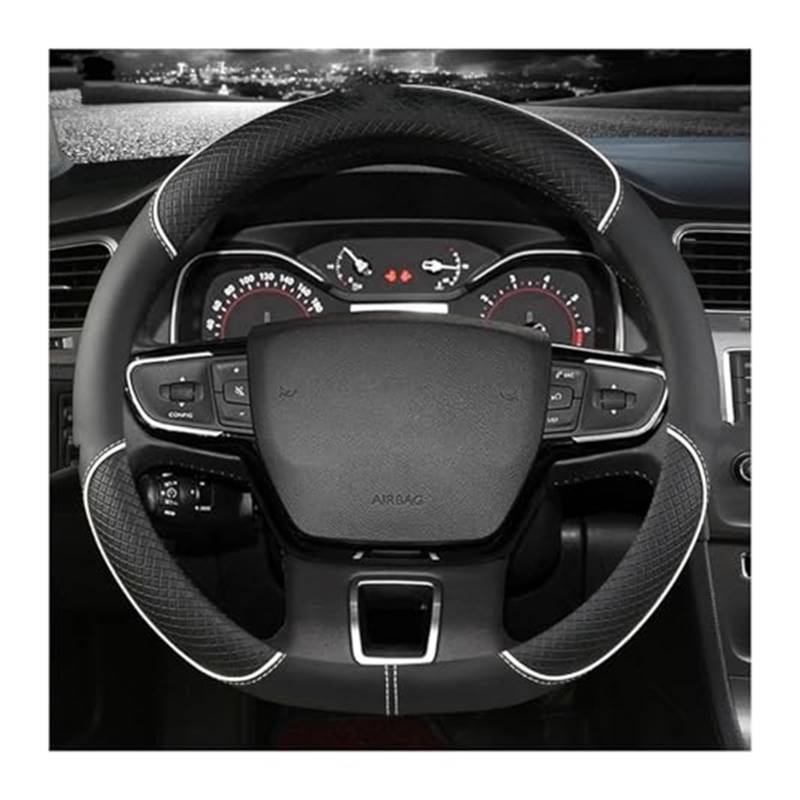 Für Citroen Für C3 2009-2021 D Typ Lenkrad Lenkung Abdeckung Rad Lenkrad Abdeckung Auto Lenkrad Abdeckung Lenkradbezug(White) von KVGAEANDNK