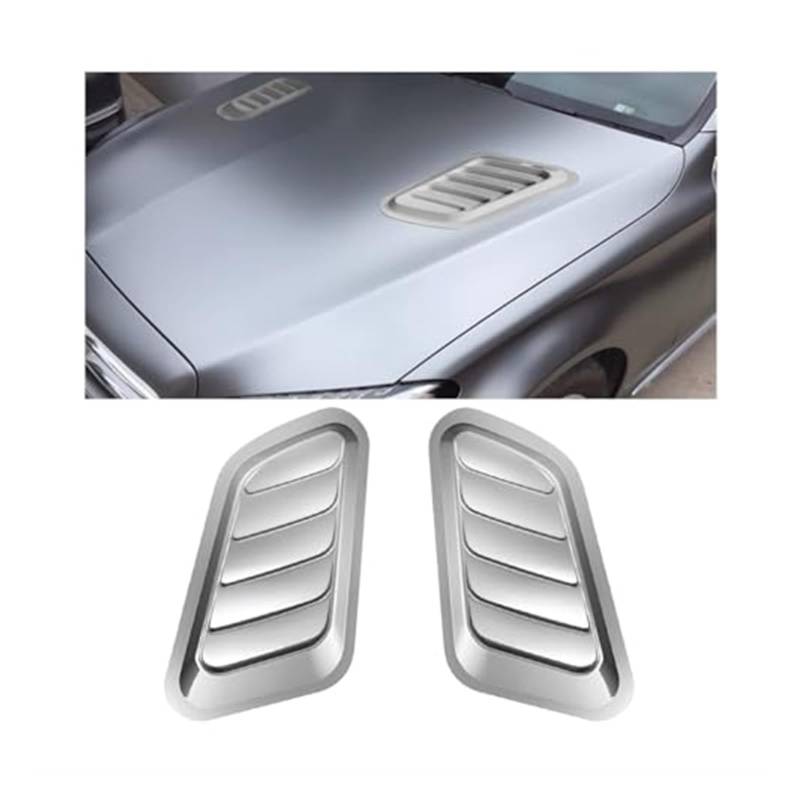 Für JEEP für Commander 2018 2019 2020 2021 2022 2023 Dekorative Air Flow Intake Scoop Turbo Bonnet Vent Abdeckung Haube Auto ABS Haube Vents Auto Ansaugschlauch(‎A/Sliver) von KVGAEANDNK