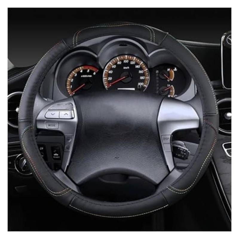 Für Toyota Für Hilux Für Pickup 1968-2023 Echtes Leder Lenkrad Abdeckung Rindsleder Sport Auto Zubehör Rad Abdeckung Lenkradbezug(A Colorful Thread) von KVGAEANDNK