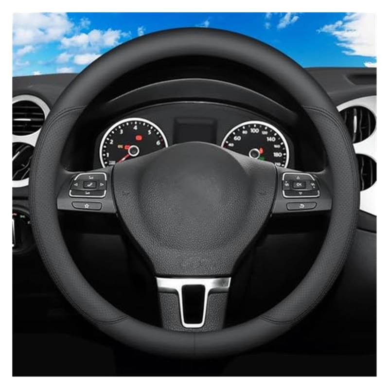 Für VW T6 ICH 2015 2016 2017 2018 2019 2020 2021 2022 Lenkrad Abdeckungen Mikrofaser Leder Lenkrad Abdeckung 37-38 cm/15'' Lenkradbezug(Black-1) von KVGAEANDNK