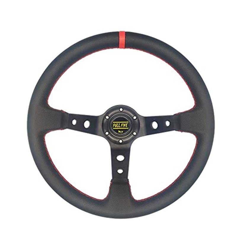 Lenkrad 350 mm, Wildleder-Lenkrad, Drift-Racing-Sportlenkräder im Wildleder/PVC-Stil Lenkradbezug(PVC-black red) von KVGAEANDNK