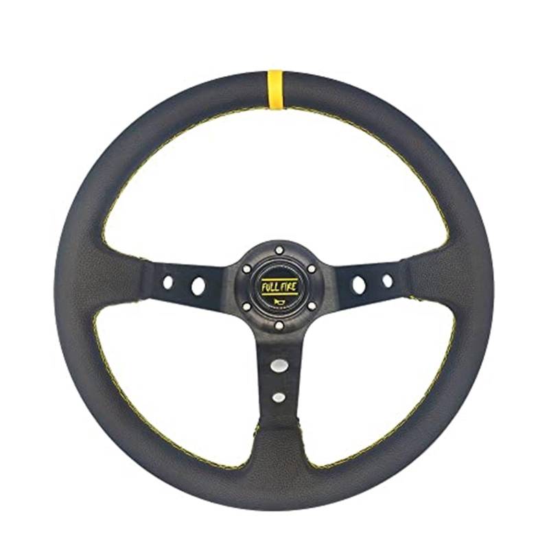 Lenkrad 350 mm, Wildleder-Lenkrad, Drift-Racing-Sportlenkräder im Wildleder/PVC-Stil Lenkradbezug(PVC-black yellow) von KVGAEANDNK