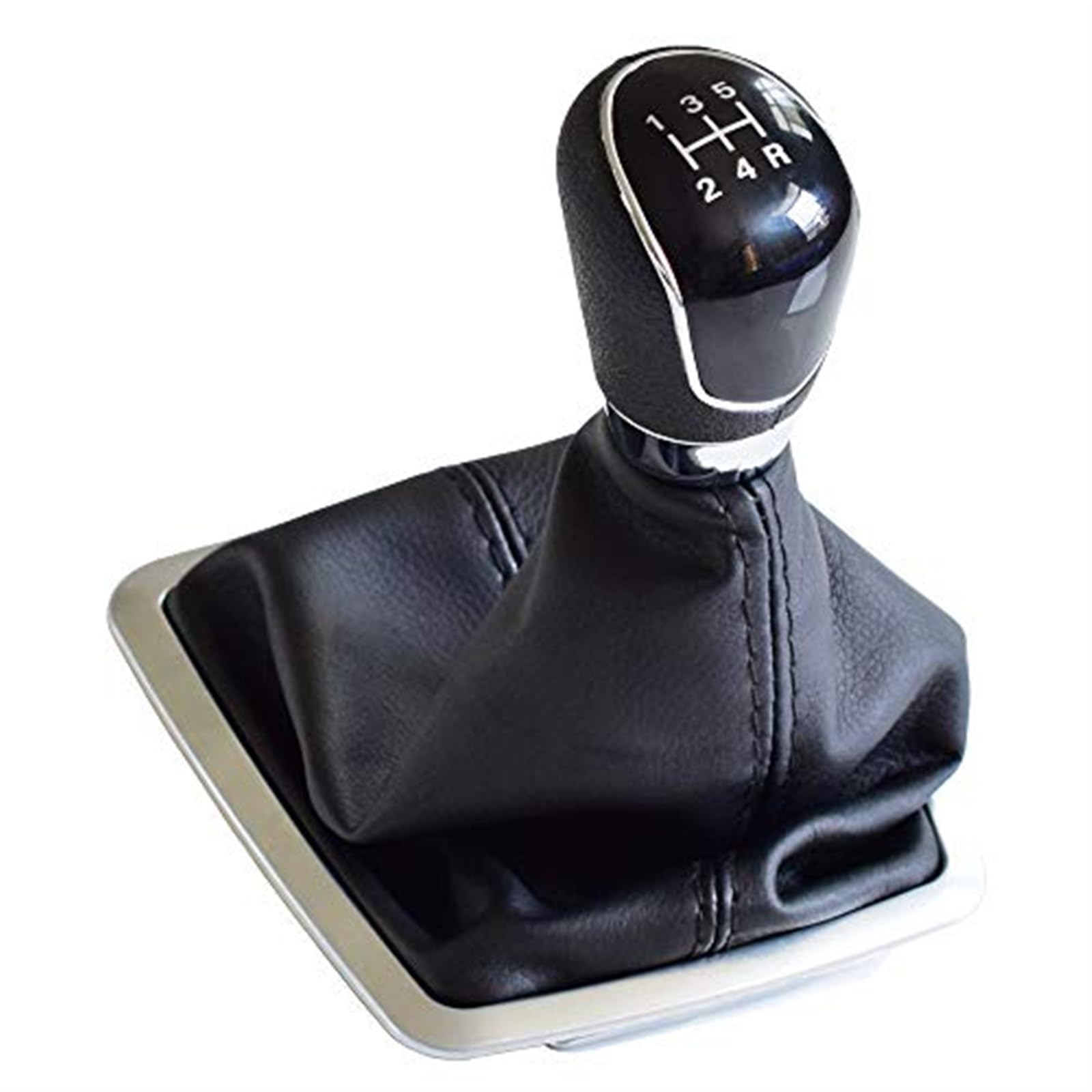 Schalthebelkopf Für F-ocus für Mondeo für Kuga für Galaxy MK2 FL MK3 MK4 MK7 mit Manschette und Chromrahmen, manueller Schaltknauf, Schalthebelmanschette(‎5 Speed-Black) von KVGAEANDNK