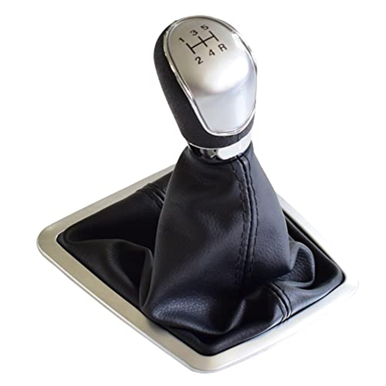 Schalthebelkopf Für F-ocus für Mondeo für Kuga für Galaxy MK2 FL MK3 MK4 MK7 mit Manschette und Chromrahmen, manueller Schaltknauf, Schalthebelmanschette(‎5 Speed-Silver) von KVGAEANDNK
