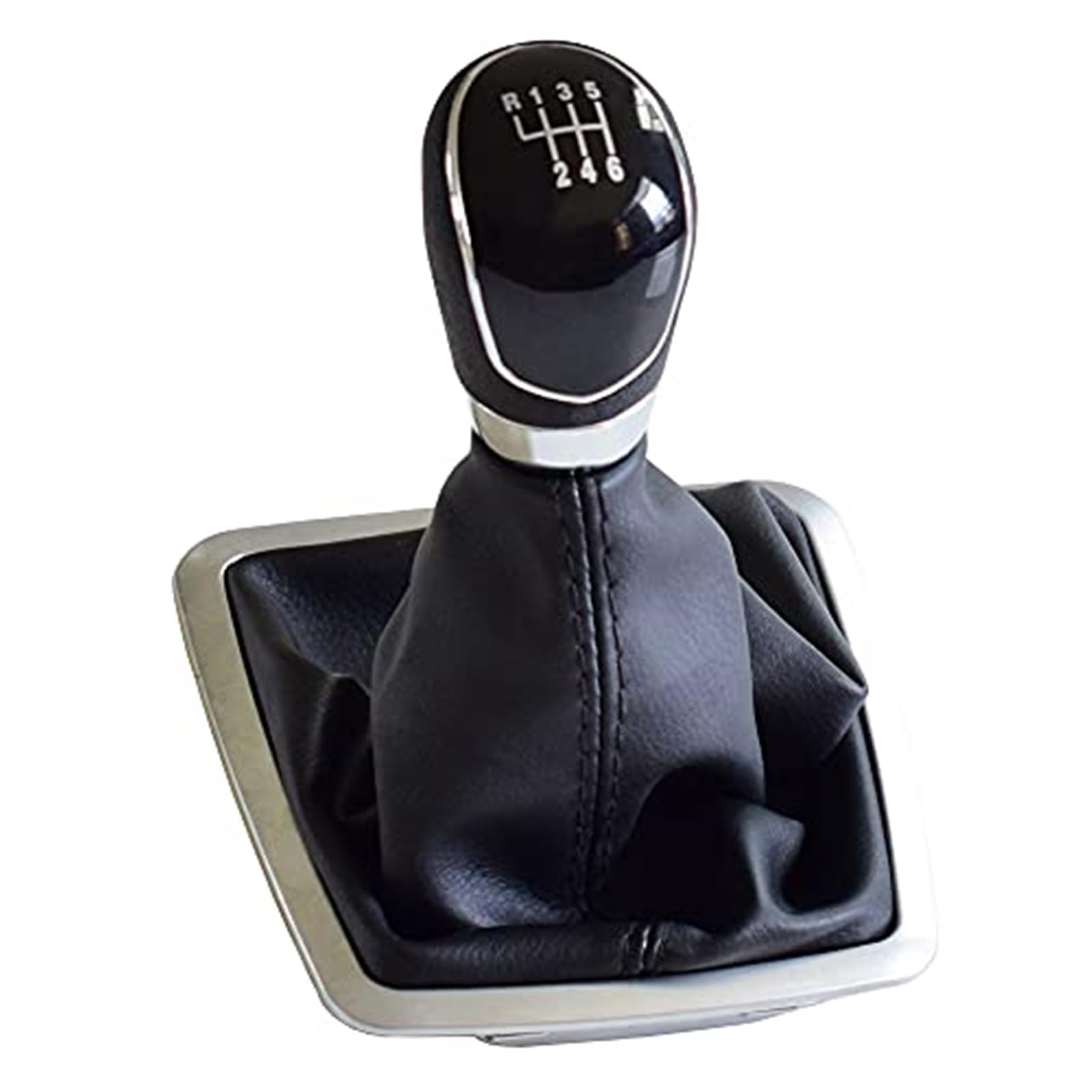 Schalthebelkopf Für F-ocus für Mondeo für Kuga für Galaxy MK2 FL MK3 MK4 MK7 mit Manschette und Chromrahmen, manueller Schaltknauf, Schalthebelmanschette(‎6 Speed-Black) von KVGAEANDNK
