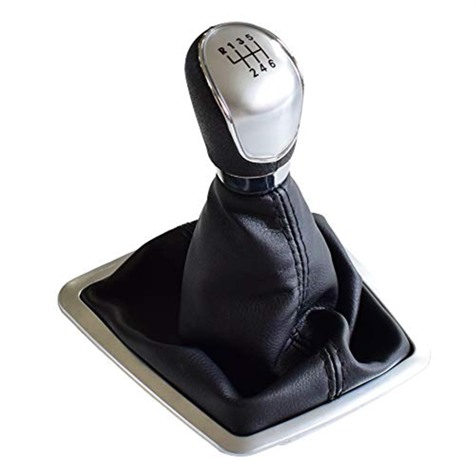 Schalthebelkopf Für F-ocus für Mondeo für Kuga für Galaxy MK2 FL MK3 MK4 MK7 mit Manschette und Chromrahmen, manueller Schaltknauf, Schalthebelmanschette(‎6 Speed-Silver) von KVGAEANDNK