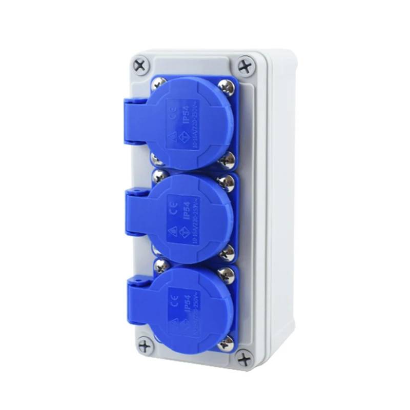 1 stücke Haushalt Outdoor Wasserdicht 220V 16A Multifunktions-Steckdosenkasten Wandhalterung Ladesteckdosen for Elektroautos Breaker(2-Socket-1-Breaker,Universal-Socket) von KVKITKLW