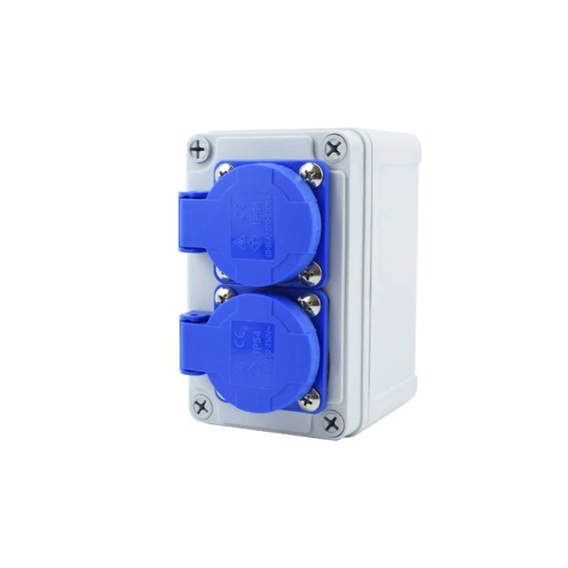 1 stücke Haushalt Outdoor Wasserdicht 220V 16A Multifunktions-Steckdosenkasten Wandhalterung Ladesteckdosen for Elektroautos Breaker(2 Sockets,EU-Socket) von KVKITKLW