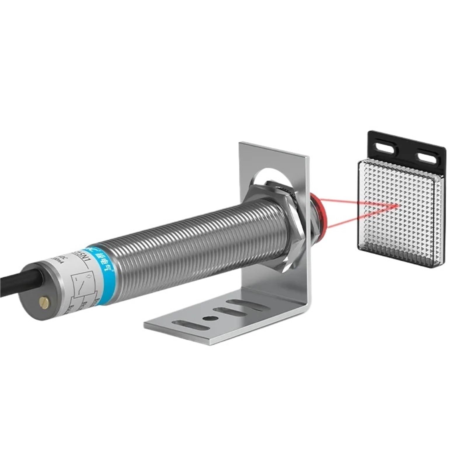 1 stücke Laser Sensor Retro-reflektierende M12 Serie 10-30V NPN PNP Sichtbar Spot 2mm Sensing Abstand 6M Einstellbar(PNP NC) von KVKITKLW
