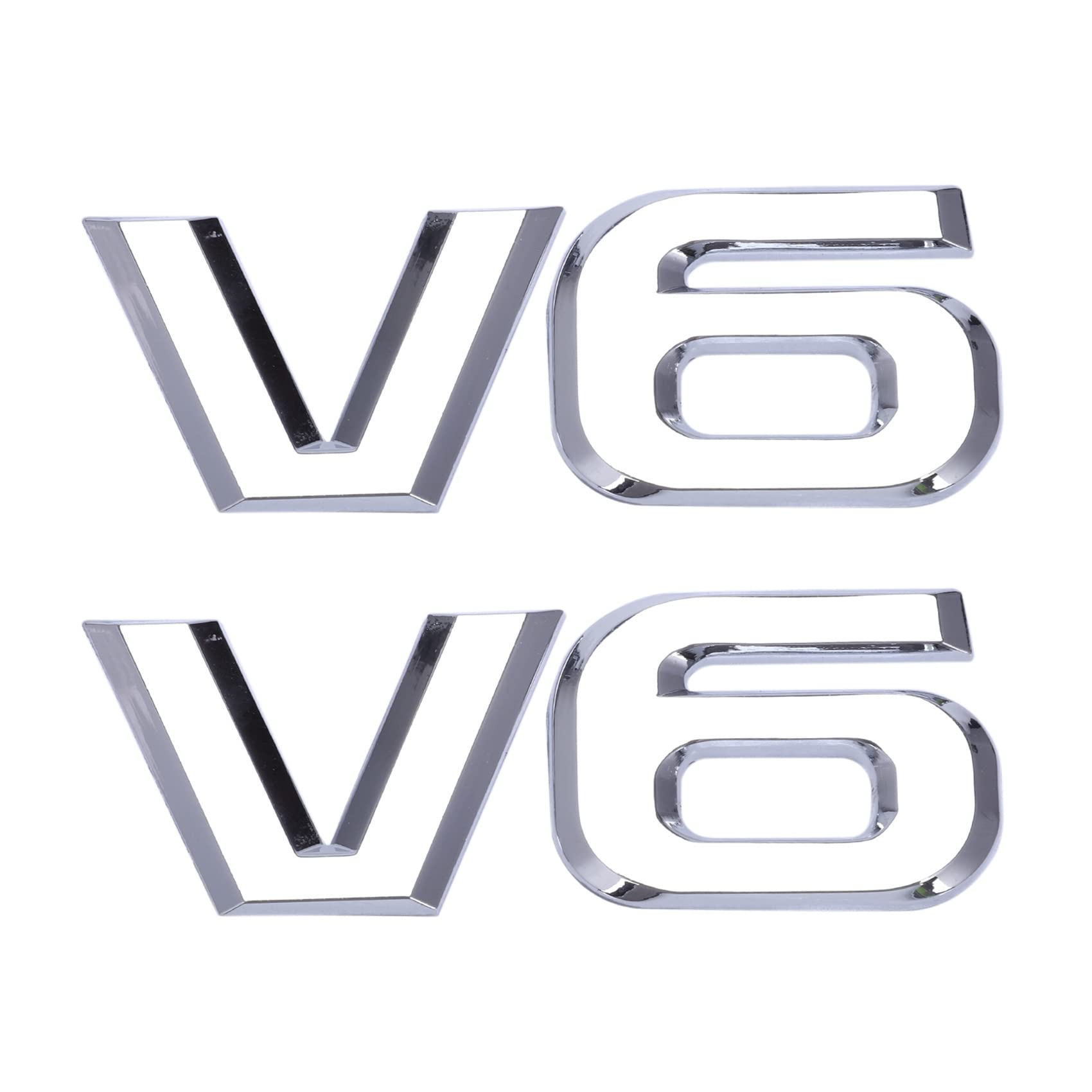 KVSERT 2 x silbernes Metall V6, Aufkleber, -Abzeichen/Emblem von KVSERT