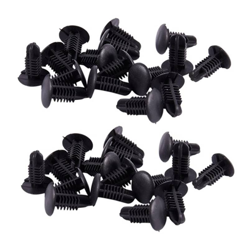 KVSERT Kunststoff-Nieten-Clip, 4 mm x 5 mm x 15 mm, Schwarz, 32 Stück von KVSERT