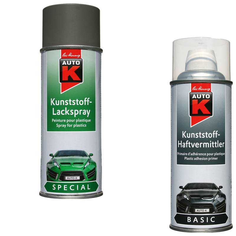 KWASNY_bundle LACKIERSET Kunststoff-LACKSPRAY GRAU + Kunststoff-HAFTVERMITTLER JE 400 ML Set von KWASNY_bundle