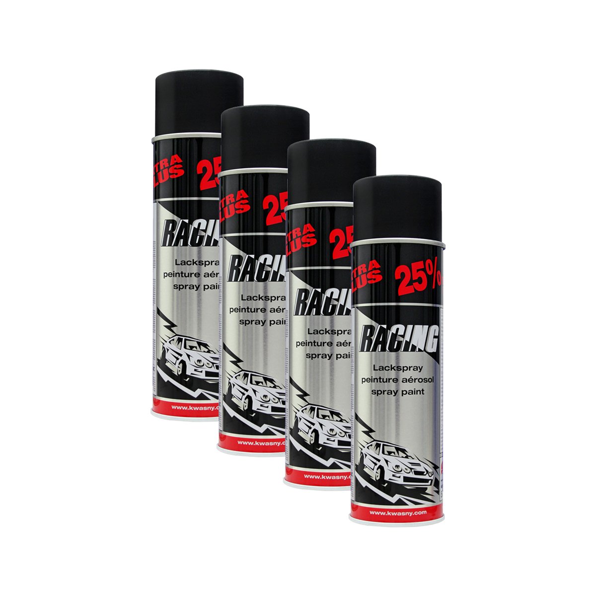 KWASNY 4X 288 921 Auto-K Racing Lackspray Schwarz Matt 500ml von Kwasny