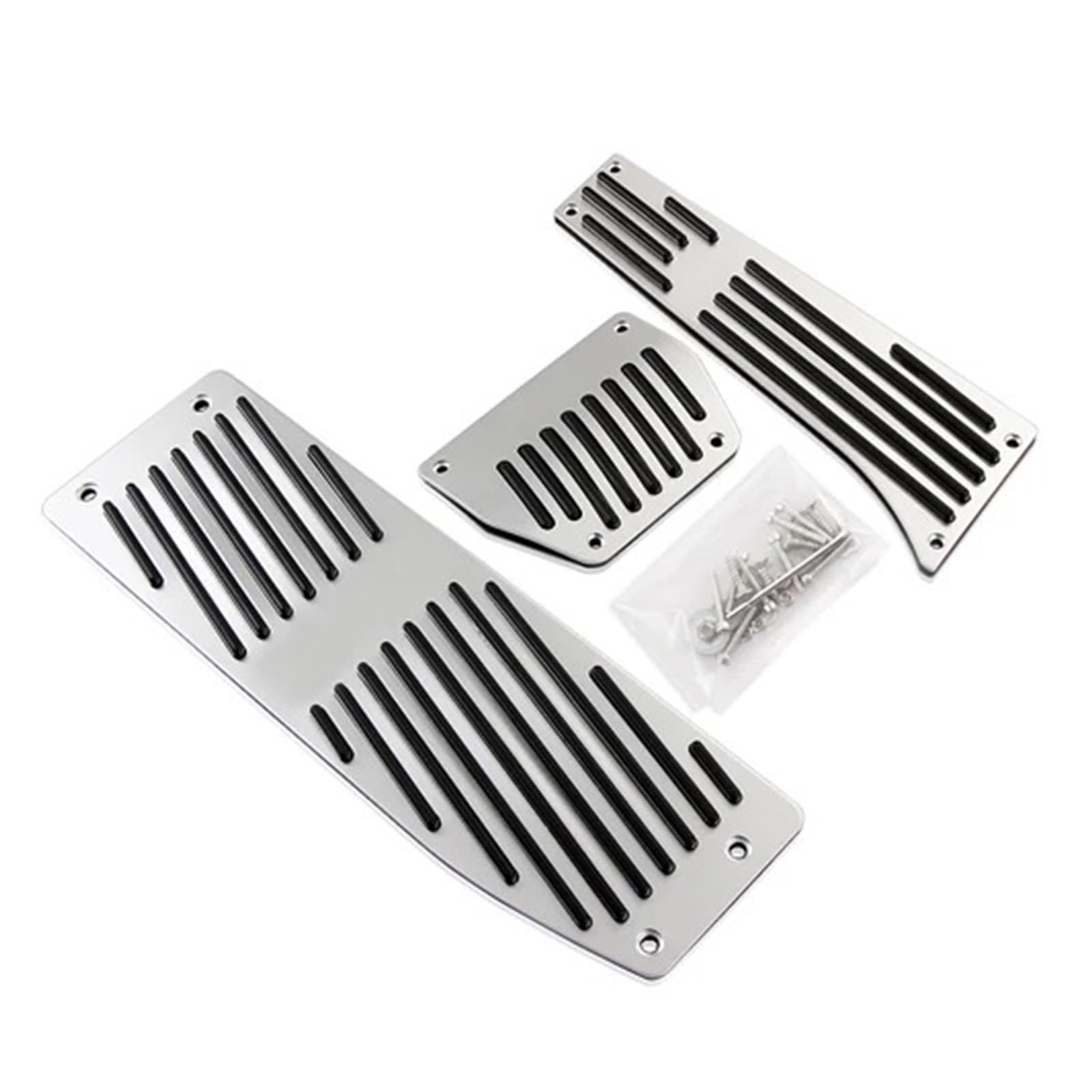 Auto Fußstütze Für E30 E36 E46 E87 E90 E91 E92 E93 Für M3 M Für Tech Car at MT Silber Schwarz Farbe Aluminium Fußstütze Pedale Set Pedalauflagen(Silver 3PCS at) von KWAYA