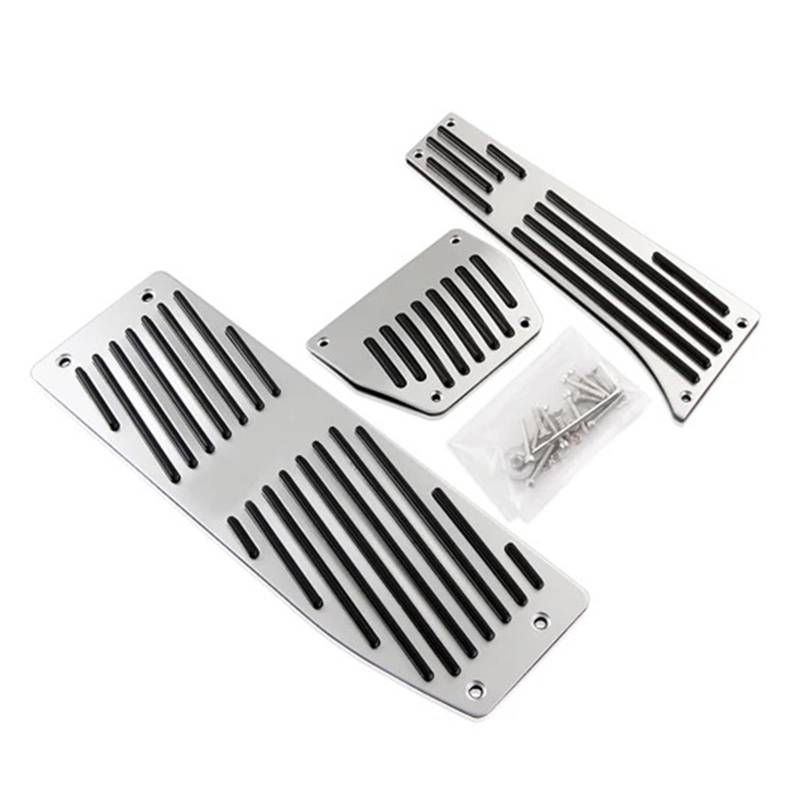 Auto Fußstütze Für E30 E36 E46 E87 E90 E91 E92 E93 Für M3 M Für Tech Car at MT Silber Schwarz Farbe Aluminium Fußstütze Pedale Set Pedalauflagen(Silver 3PCS at) von KWAYA