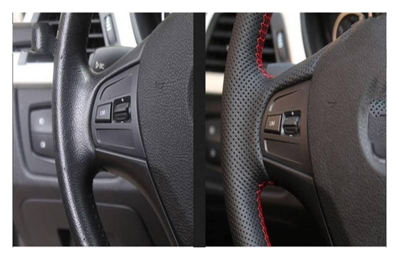 Auto Lenkradbezüge Für Benz Für CLK-Klasse Für W208 Für C208 Für E-Klasse Für W210 Auto Lenkrad Abdeckung Künstliche Leder Lenkrad Abdeckung (Farbe : Red Thread) von KWAYA