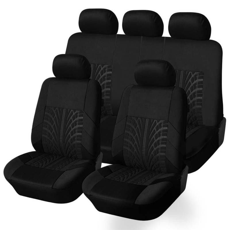 KWAYA 9 Stück Sitzbezug Auto Set für Suzuki SX4 S-Cross 2013-2018 2019 2020 2021, Langlebig Bequem Sitzschoner, Autositzbezügemit Geprägten Körnern,3 Black von KWAYA