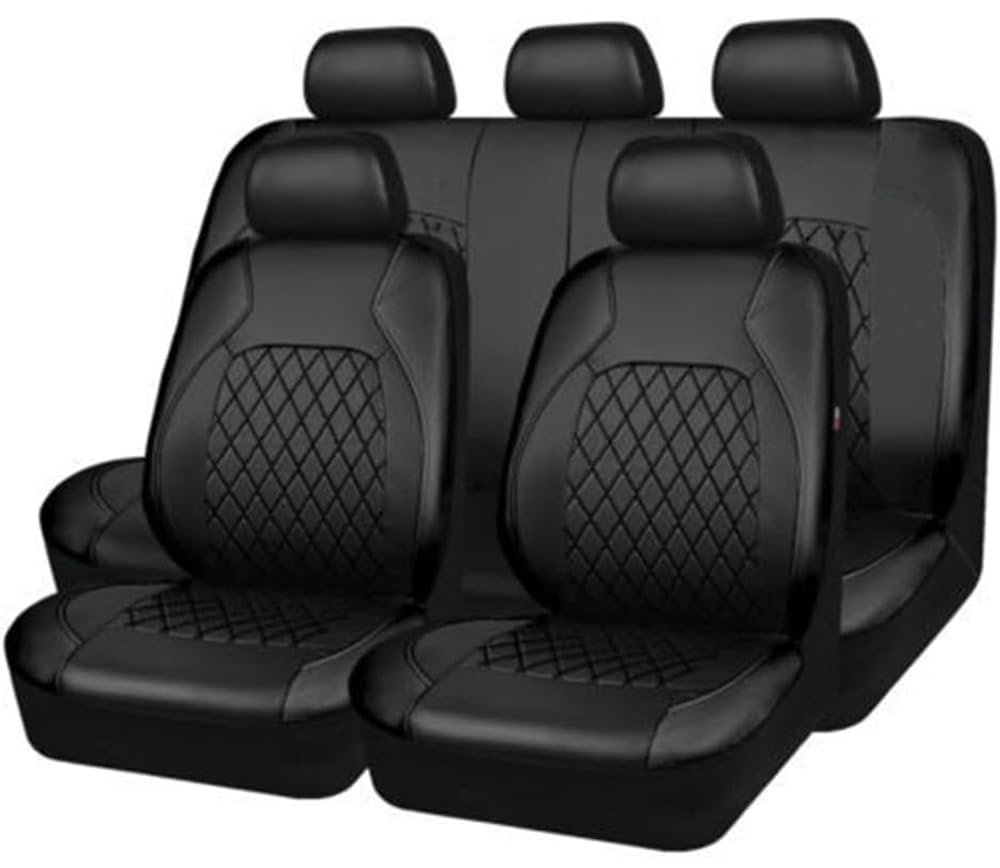 KWAYA Leder Autositzbezüge Sets für VW Taigo SUV 2021 2022 2023+, 9 STÜCK Allwetter Wasserdicht Bequem Sitzbezüge, Sitzschutz Innenzubehör,1 Black von KWAYA