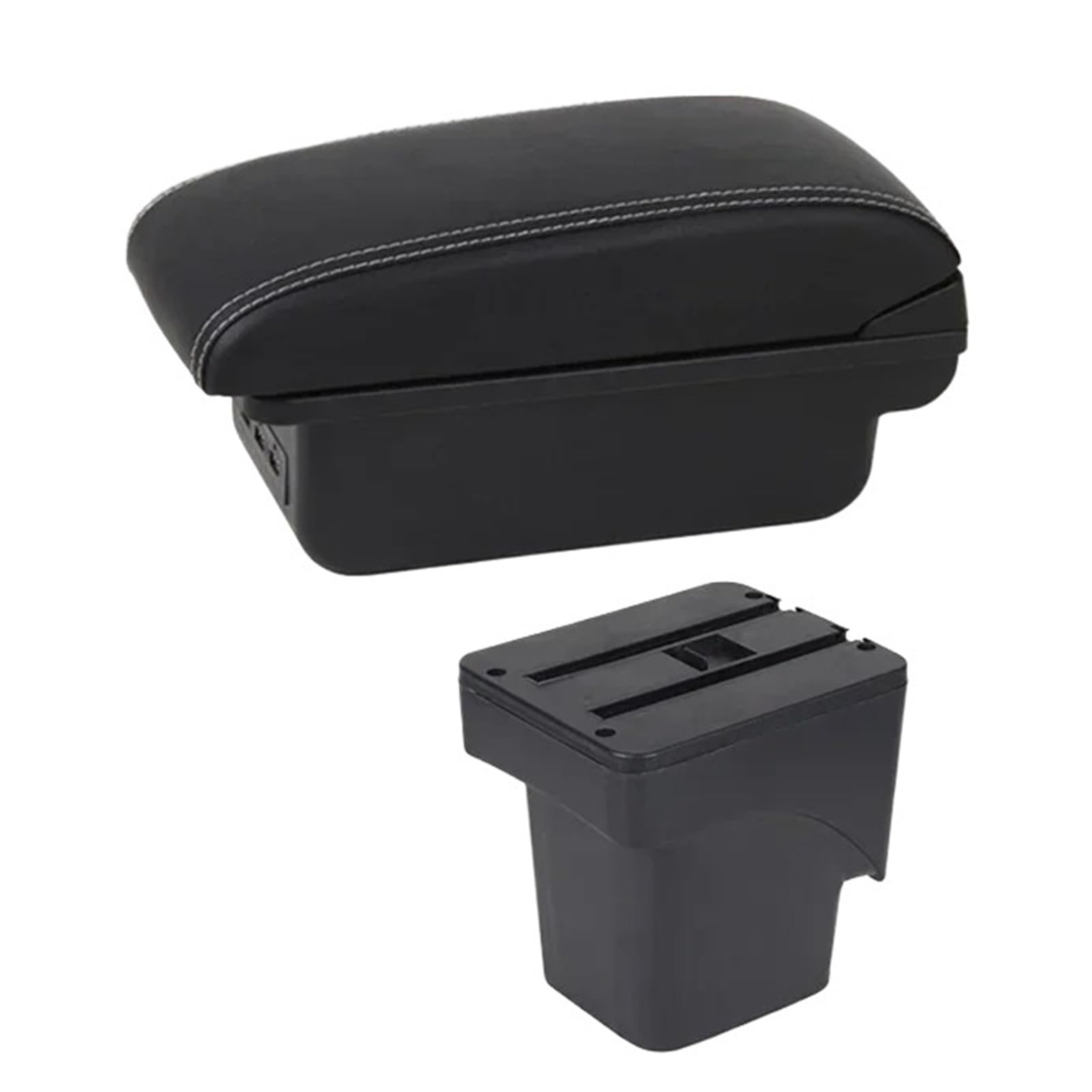 Mittelkonsole Panel Für Focus 2 Mk2 2005 2006 2007 2008 2009 2010 2011 Auto Dual Layer Armlehne Box Center Console Storage Arm Rest Mittelkonsole Frame(C1 White Line) von KWAYA