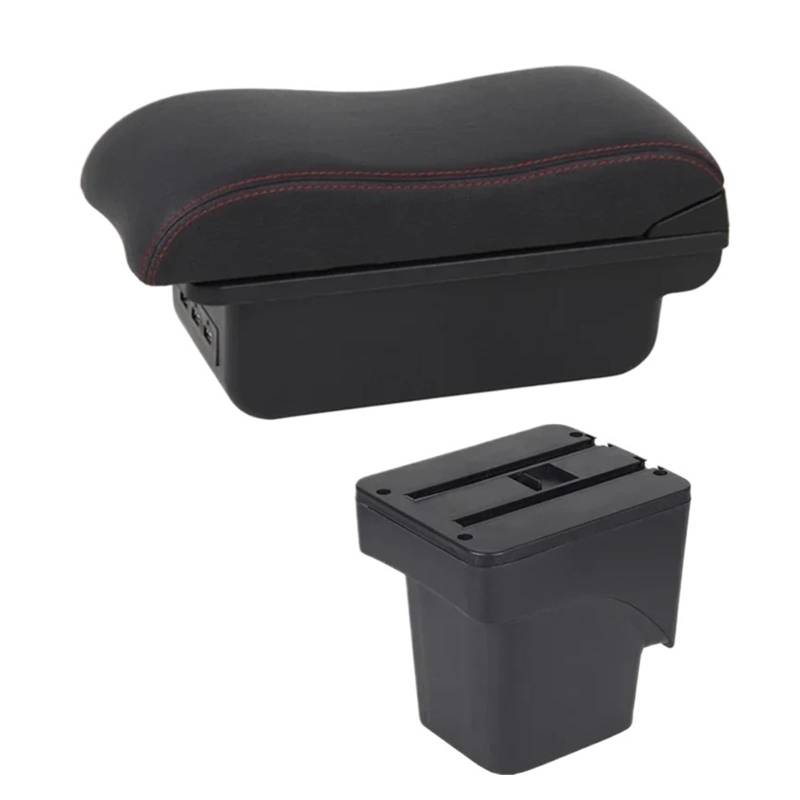 Mittelkonsole Panel Für Focus 2 Mk2 2005 2006 2007 2008 2009 2010 2011 Auto Dual Layer Armlehne Box Center Console Storage Arm Rest Mittelkonsole Frame(C2 Red Line) von KWAYA