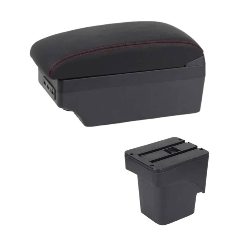 Mittelkonsole Panel Für Focus 2 Mk2 2005 2006 2007 2008 2009 2010 2011 Auto Dual Layer Armlehne Box Center Console Storage Arm Rest Mittelkonsole Frame(E1 Red Line) von KWAYA