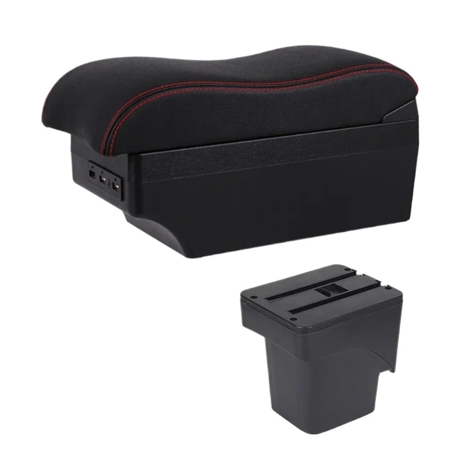 Mittelkonsole Panel Für Focus 2 Mk2 2005 2006 2007 2008 2009 2010 2011 Auto Dual Layer Armlehne Box Center Console Storage Arm Rest Mittelkonsole Frame(E2 Red Line) von KWAYA