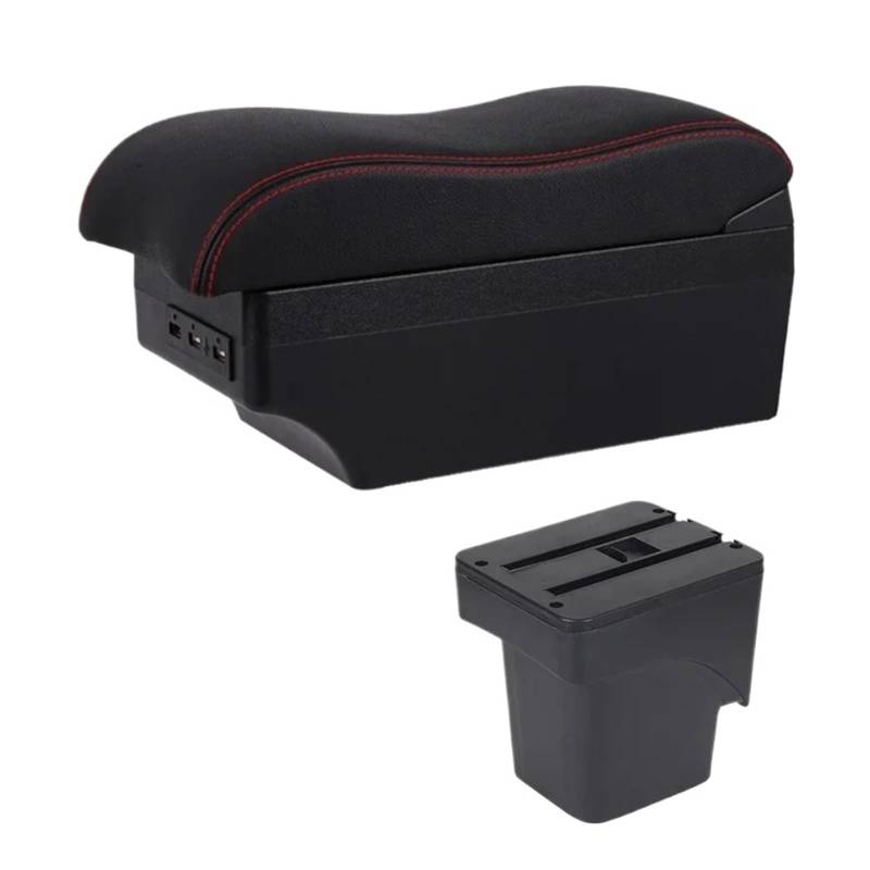 Mittelkonsole Panel Für Focus 2 Mk2 2005 2006 2007 2008 2009 2010 2011 Auto Dual Layer Armlehne Box Center Console Storage Arm Rest Mittelkonsole Frame(E2 Red Line) von KWAYA