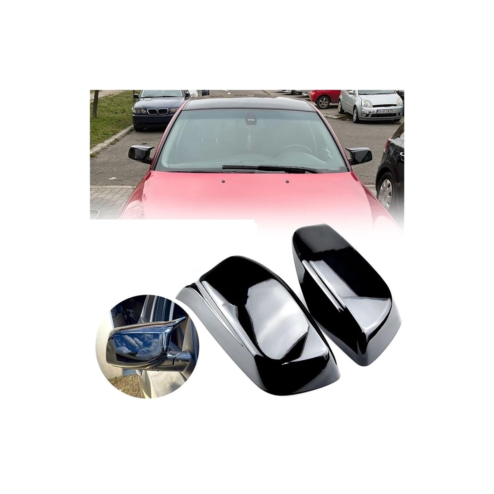 Seite Spiegel Kappen 2 STÜCKE Für E60 E61 2003 2004 2005 2006 2007 2008 Auto Rückspiegel Seitenspiegelkappen Rückspiegelkappe(Black) von KWAYA
