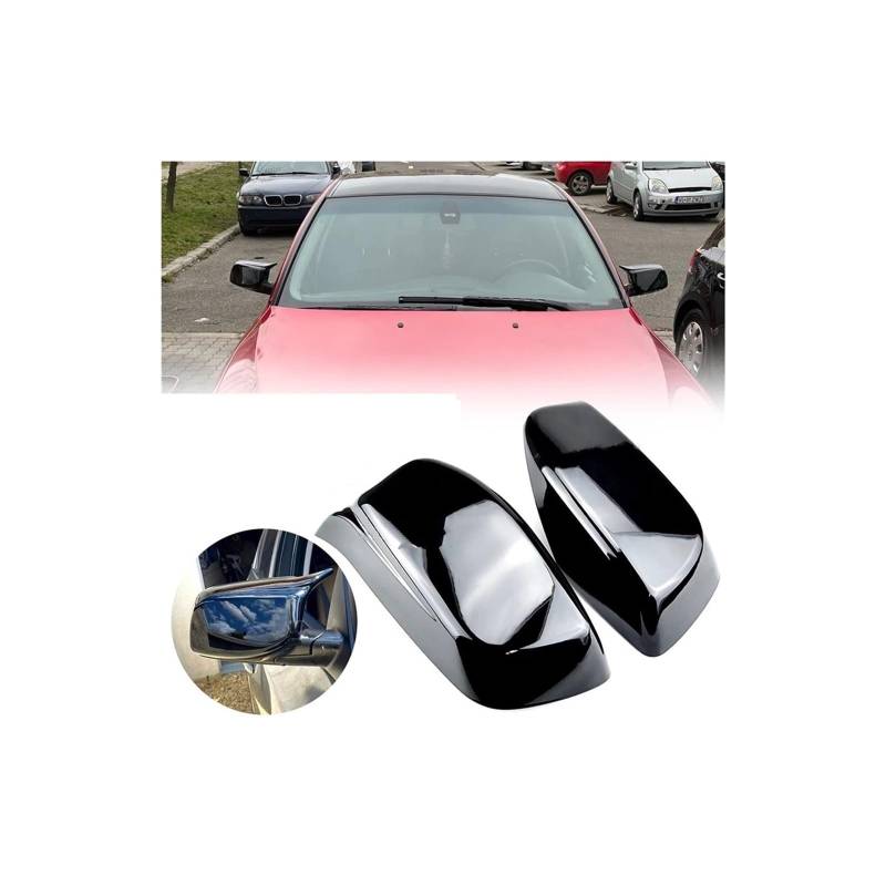 Seite Spiegel Kappen 2 STÜCKE Für E60 E61 2003 2004 2005 2006 2007 2008 Auto Rückspiegel Seitenspiegelkappen Rückspiegelkappe(Black) von KWAYA