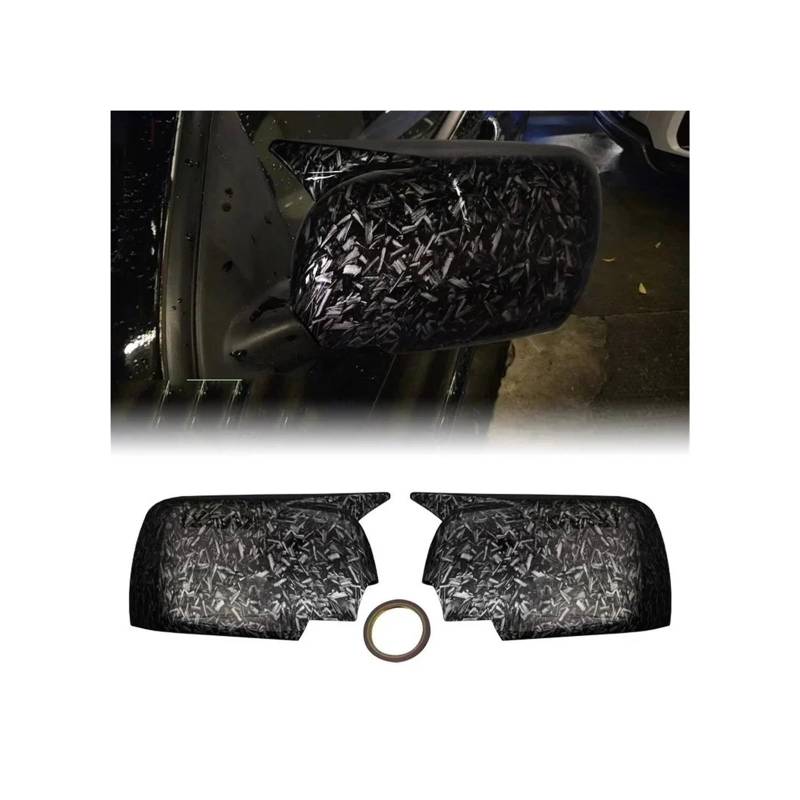 Seite Spiegel Kappen 2 Stücke Für X5 E53 1999 2000 2001 2002 2003 2004 2005 2006 Auto Spiegel Abdeckungen Glänzend Schwarz Rückspiegelkappe(Forged Grain) von KWAYA