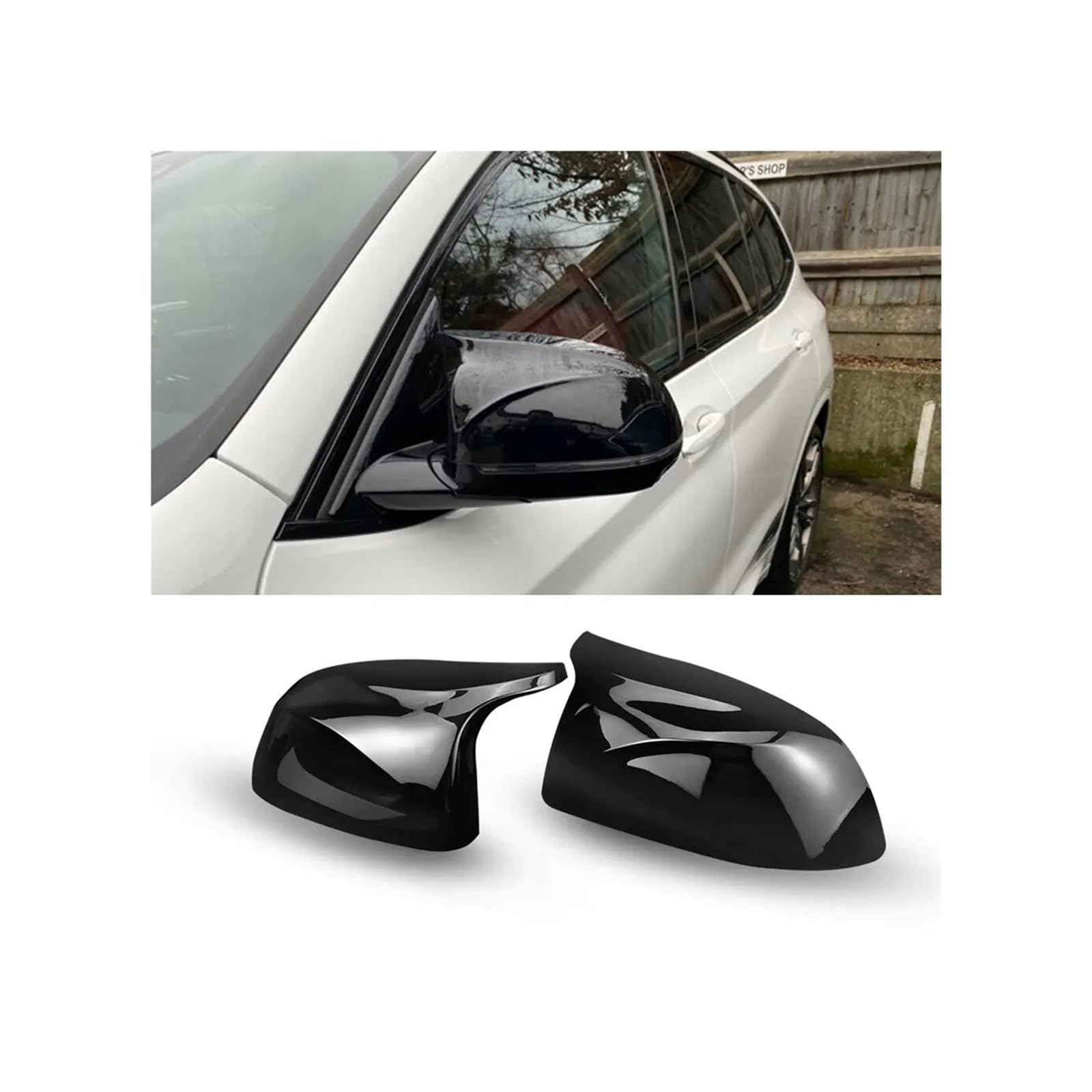 Seite Spiegel Kappen 2PCS Für X3 Für X4 Für X5 G01 G02 G05 Auto Rückspiegel Gehäuse Carbon Fiber Rückspiegelkappe(Bright Black) von KWAYA