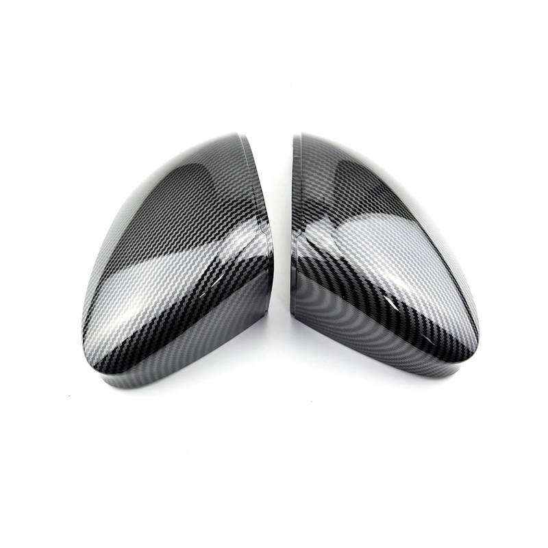 Seite Spiegel Kappen 2Pcs Für Golf MK8 VIII 8 2020 2021 2022 Auto Seite Spiegel Abdeckungen Carbon Look Glänzend Schwarz Rückspiegelkappe(No Side Assist-1) von KWAYA
