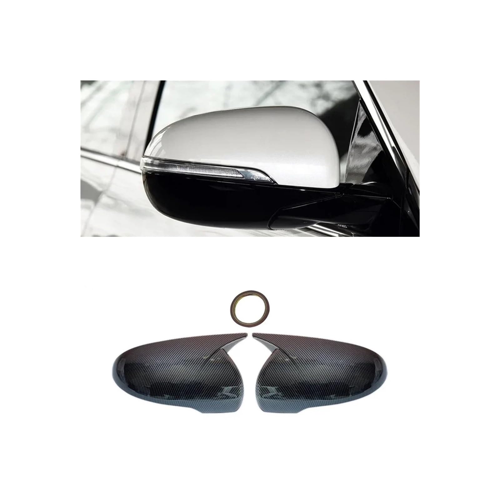 Seite Spiegel Kappen 2Pcs Für Kia Für Sorento 2015-2020 Auto Rück Seite Spiegel Abdeckung Carbon Faser Schwarz Rückspiegelkappe(Carbon Look) von KWAYA