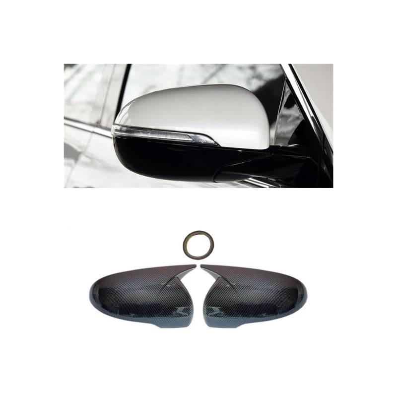 Seite Spiegel Kappen 2Pcs Für Kia Für Sorento 2015-2020 Auto Rück Seite Spiegel Abdeckung Carbon Faser Schwarz Rückspiegelkappe(Carbon Look) von KWAYA