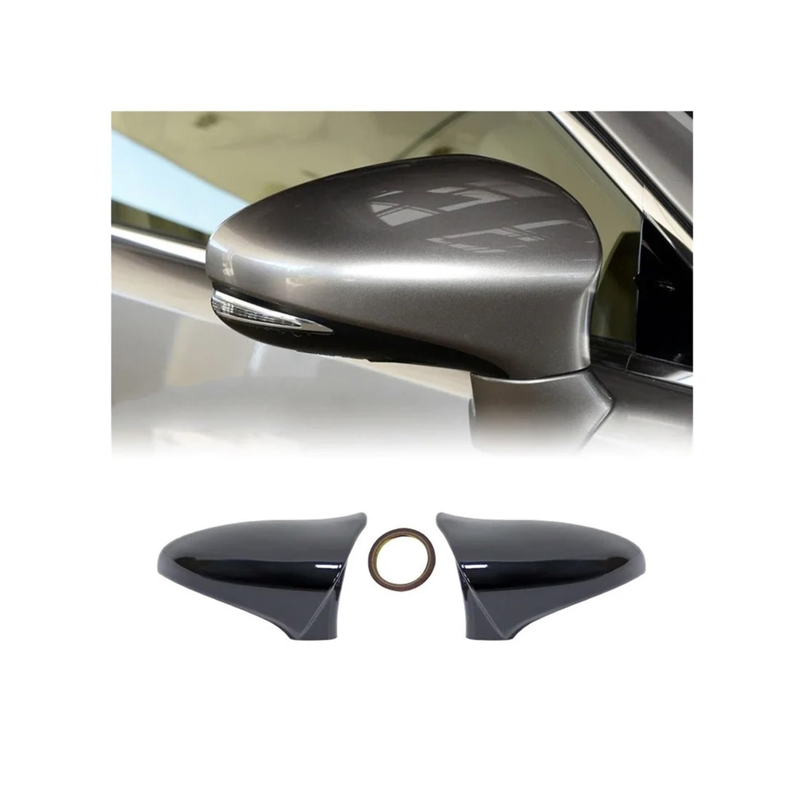 Seite Spiegel Kappen 2Pcs Für Lexus IS200 IS250 IS300 IS350 2013-2020 Auto Rückspiegel Rückspiegelkappe(Gloss Black) von KWAYA