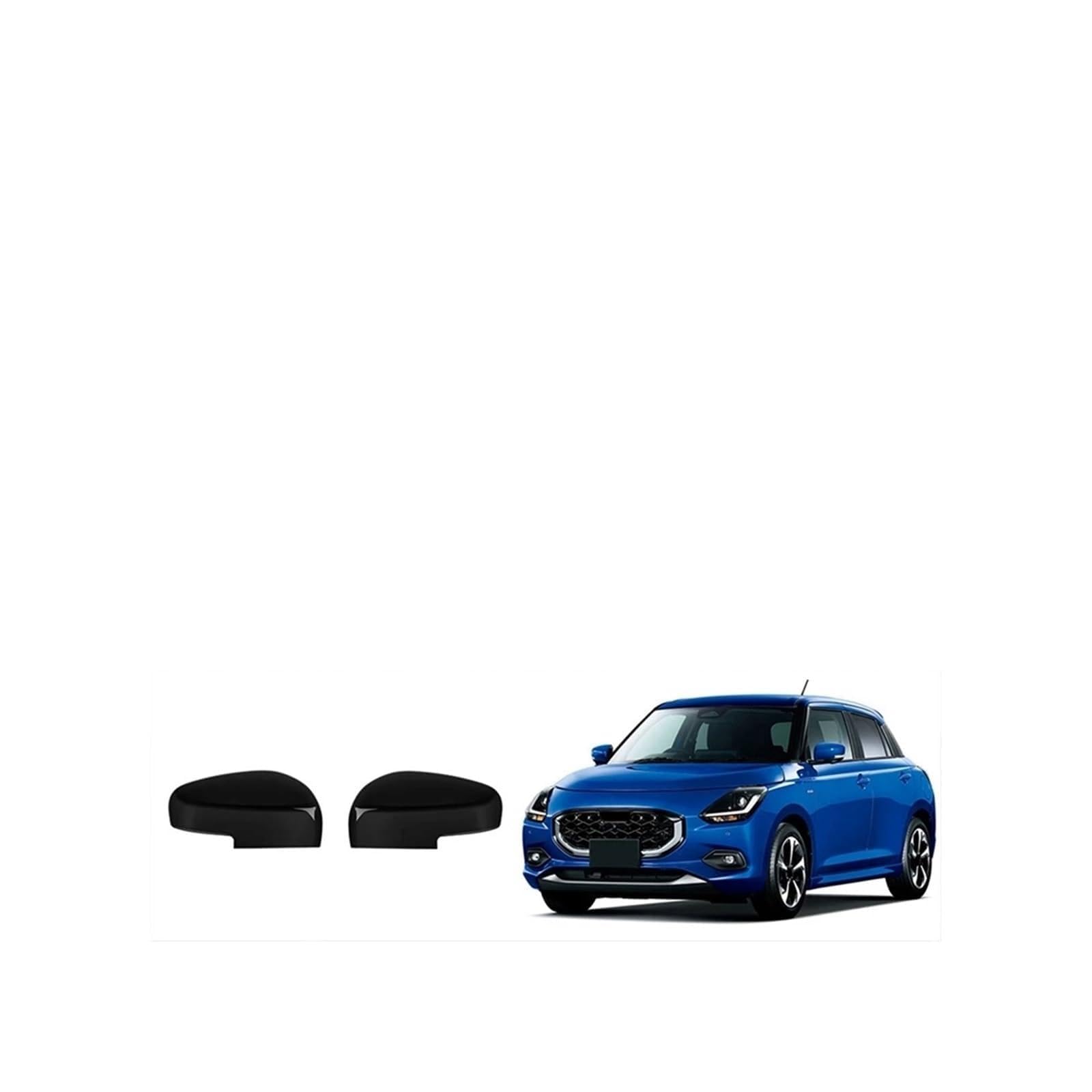 Seite Spiegel Kappen 2Pcs Für Suzuki Für Swift 2024 Auto Rückspiegel Abdeckung Rückspiegelkappe(Bright Black) von KWAYA