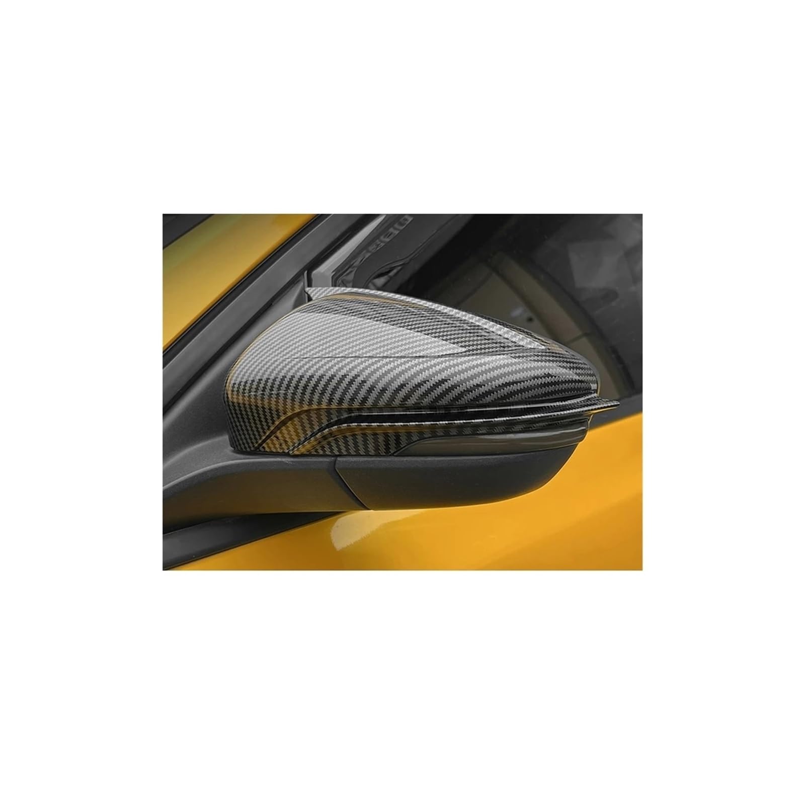 Seite Spiegel Kappen Für Focus MK4 2019-2024 Auto Rückspiegel Abdeckung Caps Carbon Fiber Rückspiegelkappe(Horn Carbon Black) von KWAYA