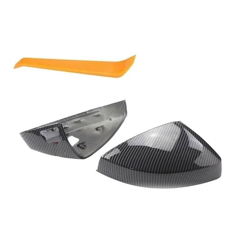 Spiegelabdeckungen mit schwarzem Carbonfaser-Muster, Paar, passend für Audi A3 S3 8V RS3 2013–2019.(4.Carbon with assist) von KWEZ