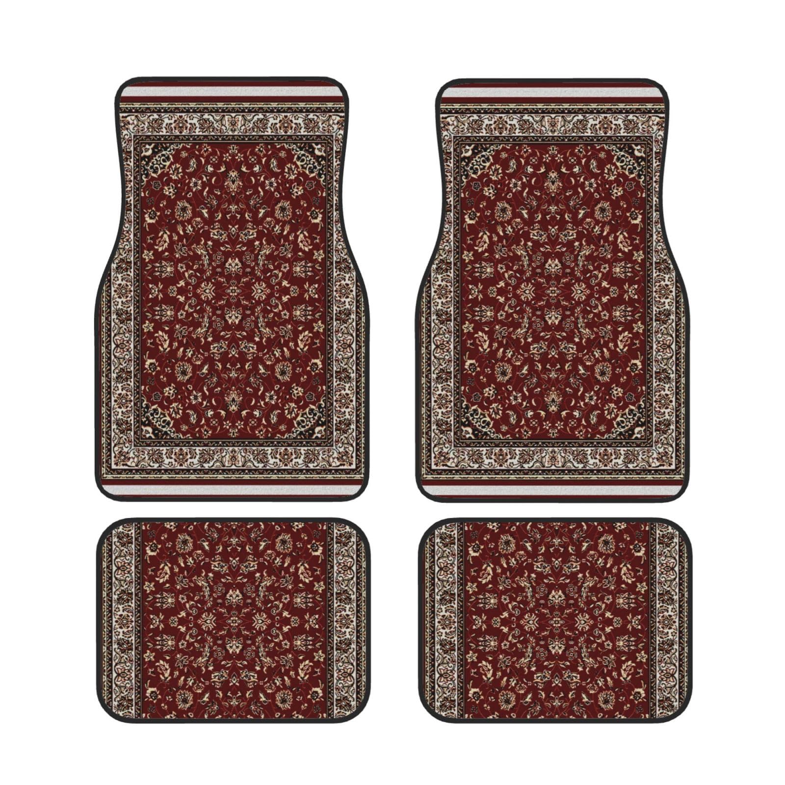 Rostrote Orientteppich-Optik, 4-teiliges Auto-Fußmatten-Set, Autoteppiche, komplette Sets, universelle Passform für SUV, Vans, Limousinen, LKWs, Allwetterschutz, Auto-Fußteppich Rostrote Orientteppich-Optik, 4-teiliges Auto-Fußmatten-Set, Autoteppiche, komplette Sets, universelle Passform für SUV, Vans, Limousinen, LKWs, Allwetterschutz, Auto-Fußteppich von KWQDOZF