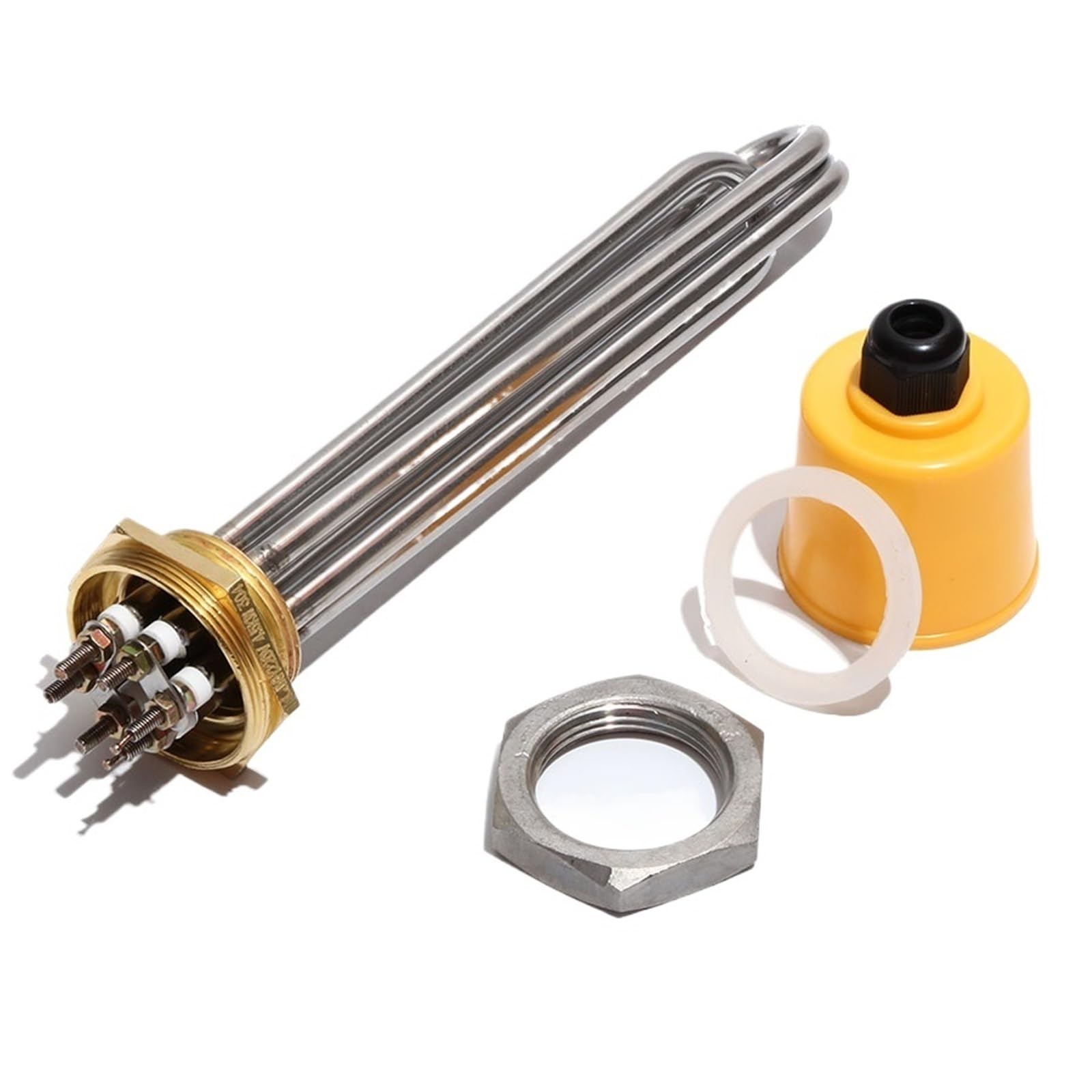 1 Stücke DN32 = 1 1/4 "BSPT Gewinde Heizungen Elektrische Heizelemente for Solarwassertank AC220V/380 V 3KW 4.5KW 6KW 9KW 12KW(Silver,380V_3KW 190L DN32 201SS) von KWWEWEB