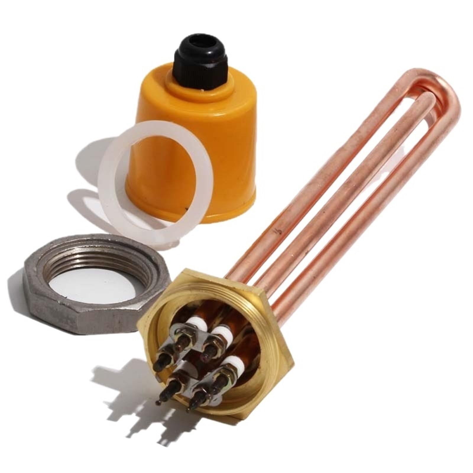 1 Stücke DN40 (47mm) Warmwasserbereiter Element for Kessel 110 V/220 V/380 V Kupfergewinde Kupferrohr 3KW/4,5/6/9/12(Heater nut,380V_12KW 360L DN40) von KWWEWEB