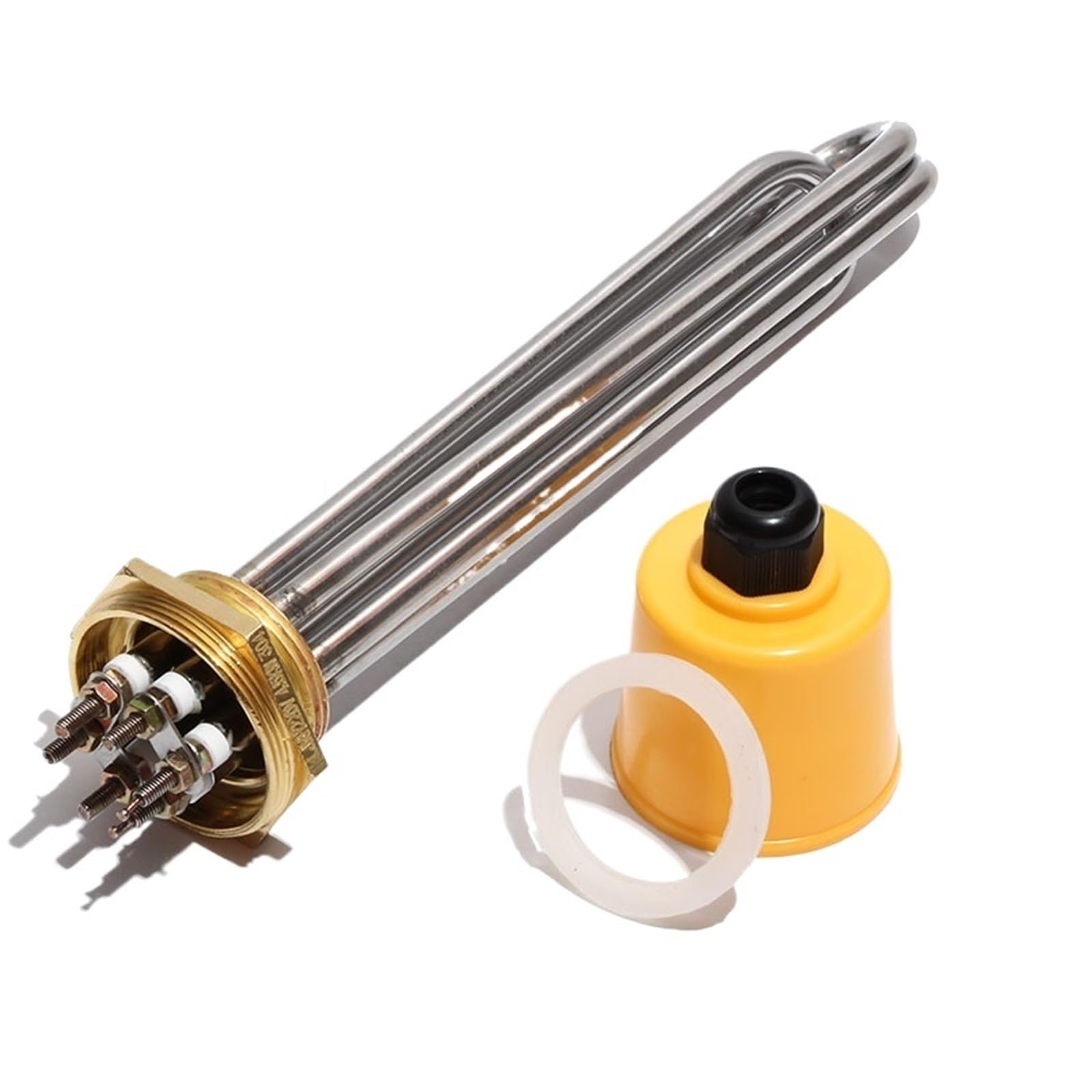 KWWEWEB 1 Stücke DN32 = 1 1/4 "BSPT Gewinde Heizungen Elektrische Heizelemente for Solarwassertank AC220V/380 V 3KW 4.5KW 6KW 9KW 12KW(Gold,380V_3KW 190L DN32 201SS) von KWWEWEB