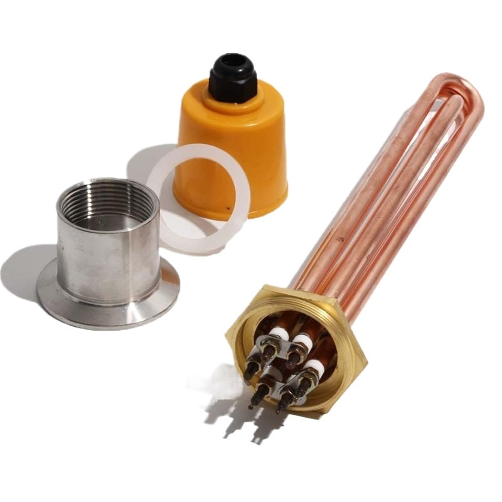 KWWEWEB 1 Stücke DN40 (47mm) Warmwasserbereiter Element for Kessel 110 V/220 V/380 V Kupfergewinde Kupferrohr 3KW/4,5/6/9/12(Heater Adapter,380V_4.5KW 225L DN40) von KWWEWEB