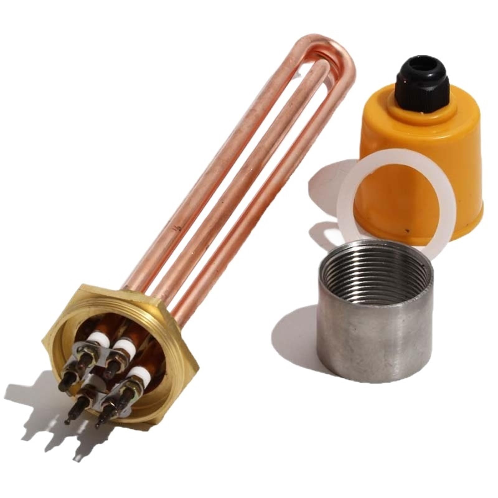 KWWEWEB 1 Stücke DN40 (47mm) Warmwasserbereiter Element for Kessel 110 V/220 V/380 V Kupfergewinde Kupferrohr 3KW/4,5/6/9/12(Heater Sleeve,110V_9KW 285L DN40) von KWWEWEB